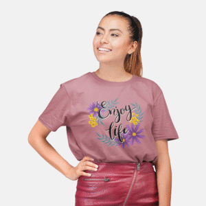 Women’s Enjoy Life Printed T-Shirt – Blush Pink Everyday Top