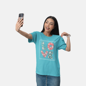 Cute Floral Love Typography T-Shirt